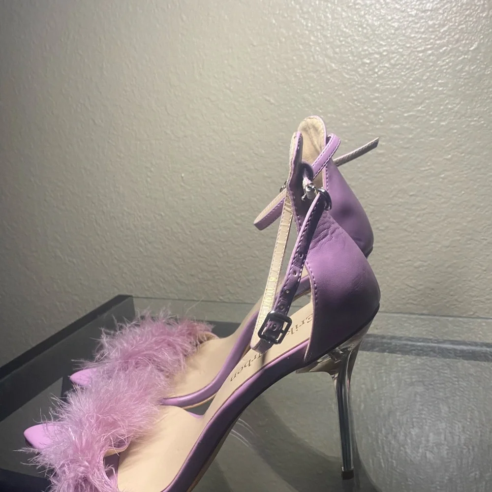 ERIKEN URBAN Elegant Lavender Feathered Heels - Picture 2 of 5